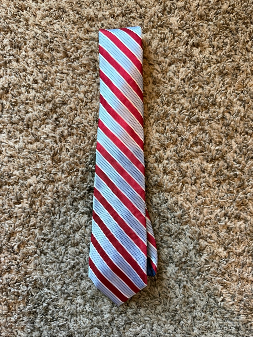 Tommy Hilfiger Red & Blue Striped 100% Silk Necktie